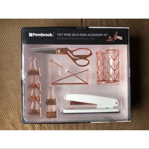 Pembrook Other - Pembrook 10 piece Rose Gold Desk set